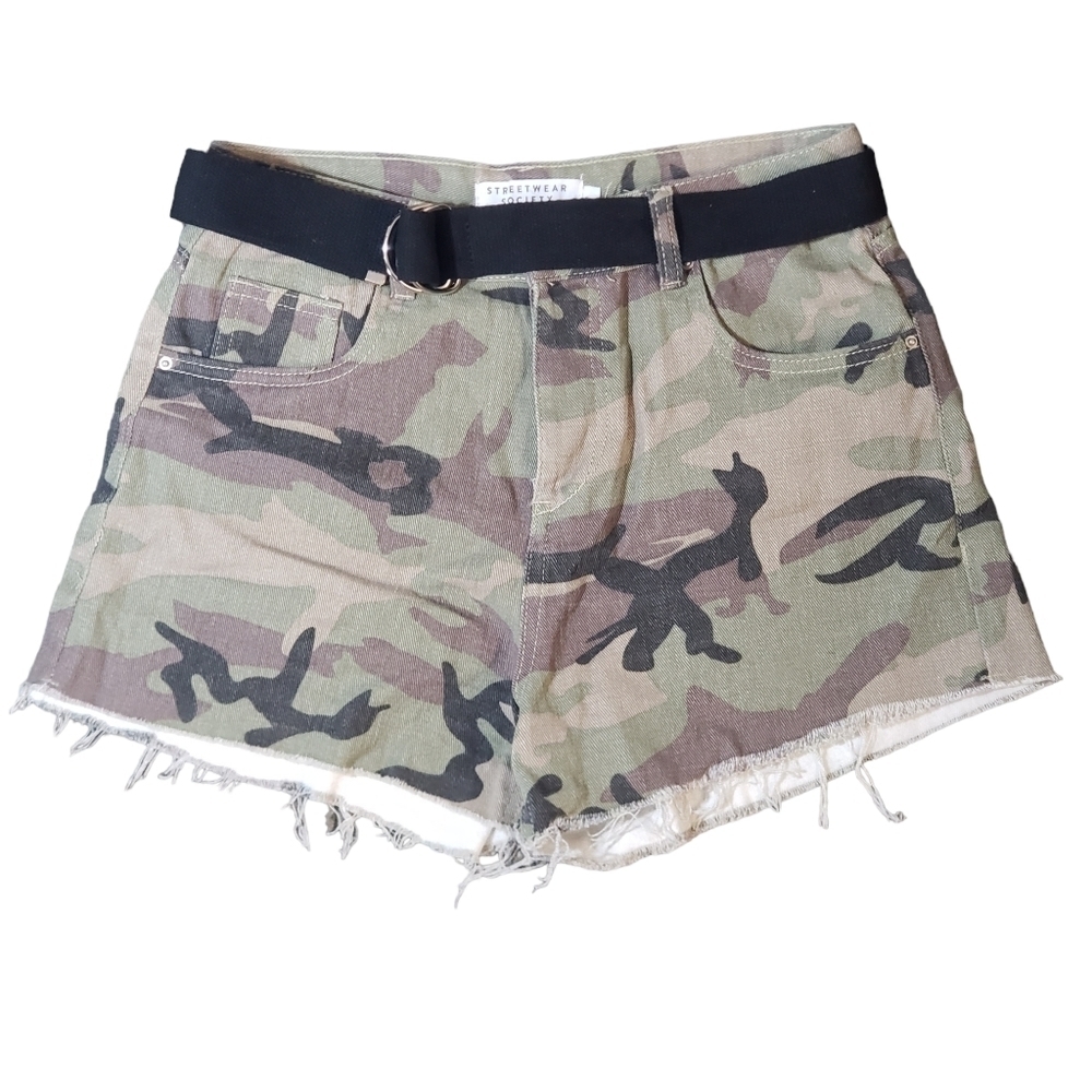 STREETWEAR Society Camo Cutoff Jean Shorts - Picture 2 of 8